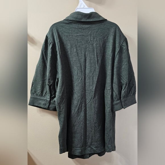 [NEW] Olive Green Puff Sleeve Button-Up Shirt - Picture 3 of 6